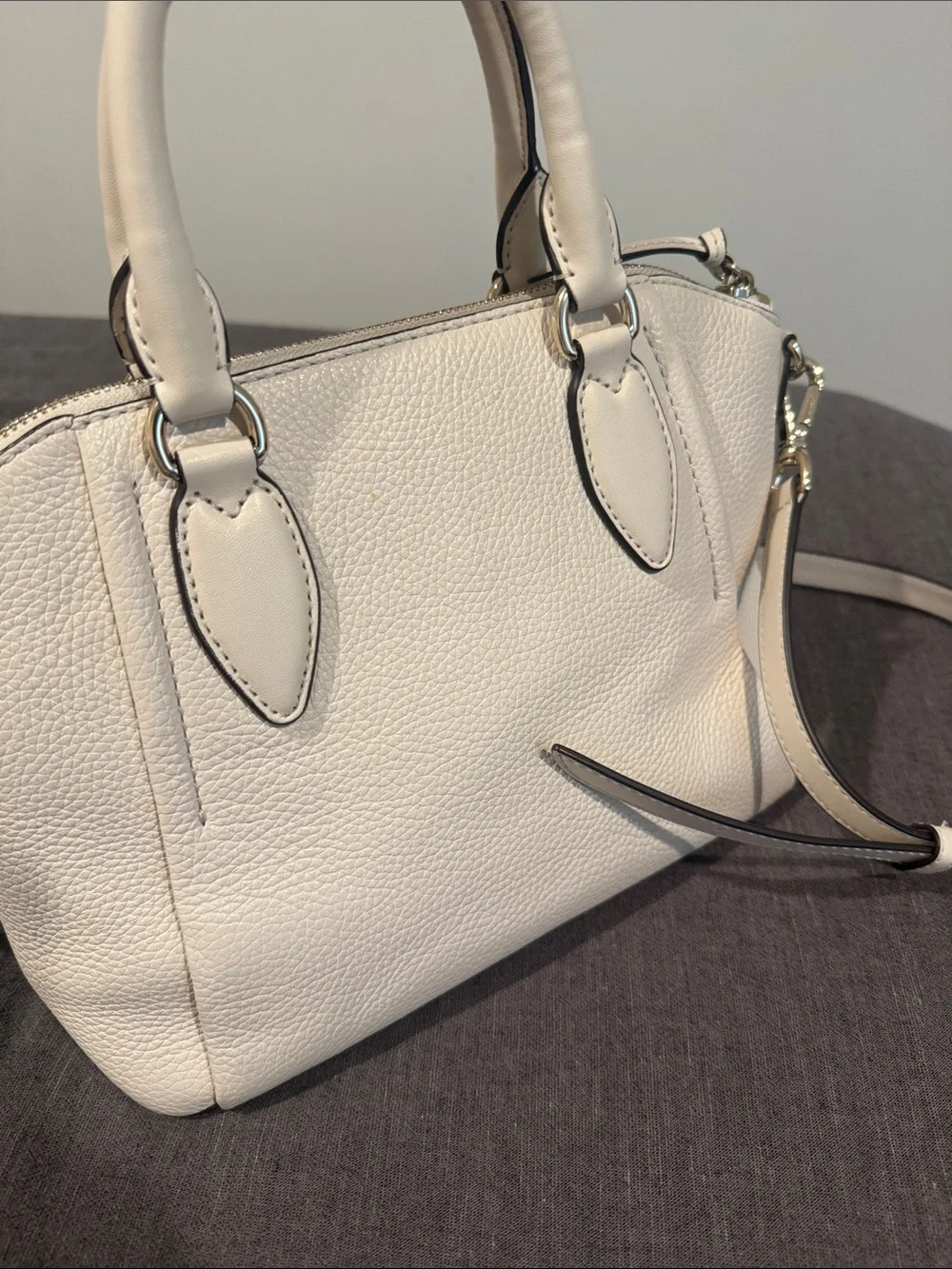 Michael Kors Pebbled Leather Crossbody Satchel in White